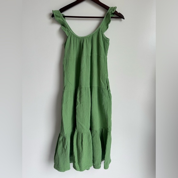 Marine Layer Jude Flutter Sleeve Dress Women Small Jade Sheen green tiered flowy - Picture 4 of 10